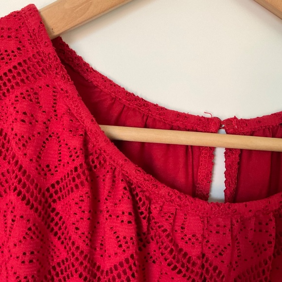 Wide leg Red lace jumpsuit - Picture 9 of 13